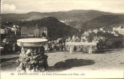 POSTAL Chatel Guyon de la VENDIMIA la orientacion de la tabla D y la ciudad
