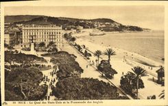 POSTAL de la VENDIMIA Niza el Quay de los Estados Unidos y de la caminata del ingles