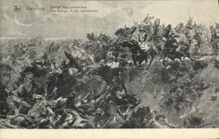 VINTAGE POSTCARD Waterloo Charges with the Militaria cuirassiers