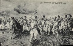VINTAGE POSTCARD Waterloo Charges Scottish Militaria