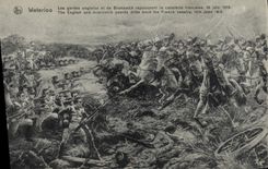 VINTAGE POSTCARD Waterloo the English guards and of Brunswick push back the French cavalry Militaria