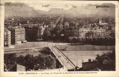 CPA Grenoble Le Pont la Place de la Bastille et le Cours Jean Jaures