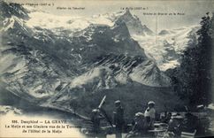 VINTAGE POSTCARD Low register Meije and its glaciers seen of the terrace of L hotel of Meije