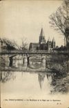 VINTAGE POSTCARD Paray Monial the Basilica and Bridge on Bourbince