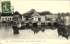 VINTAGE POSTCARD Surroundings Of Mans Old Mill on L Huisne