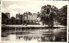 VINTAGE POSTCARD Castle of Lude Light effect on the castle and the river