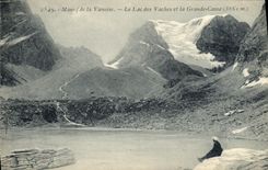 VINTAGE POSTCARD Massive of Vanoise the Lake of the Cows and Great Breakage