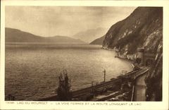 VINTAGE POSTCARD Lake of Le Bourget the Railway and the Road Skirt the Lake