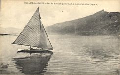 CPA Aix Les Bains Lac du Bourget et la dent du chat Bateau 