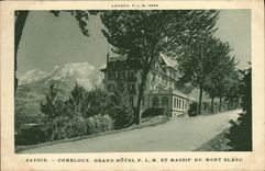 VINTAGE POSTCARD Combloux Large Hotel And Solid mass Of Mont Blanc