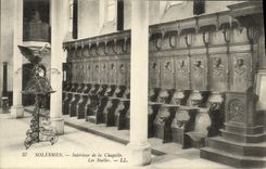 VINTAGE POSTCARD Saints of Interior Solesmes of the Vault Stalls
