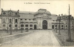 VINTAGE POSTCARD Mans Gare Trams has Vapeur
