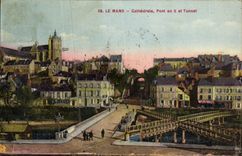VINTAGE POSTCARD Mans Cathedral Bridge in X and tunnel
