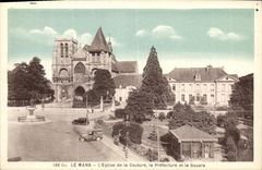 VINTAGE POSTCARD Mans Church of the Seam Prefecture and the public garden