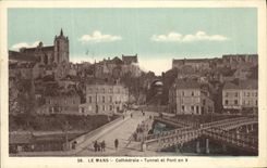 VINTAGE POSTCARD Mans Cathedral Tunnel and Bridge in X