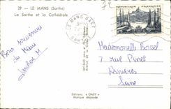 MODERN CARD Mans the Sarthe and the Cathedral