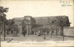 VINTAGE POSTCARD Mans Central station of the Trams has vapor