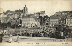 CPA Le Mans Le Pont en X Tramway Byrrh 