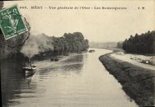 Opinion de Mery de la POSTAL de la VENDIMIA de L Oise el barco de los barcos del tiron