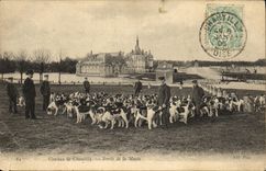 VINTAGE POSTCARD Castle of Chantilly Left the Grinding stone Dogs Hunt