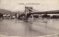 VINTAGE POSTCARD Condrieu the Bridge of the Rhone and the Port