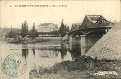 VINTAGE POSTCARD Villefranche On the Saone Bridge of Frans