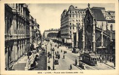VINTAGE POSTCARD Lyon Places Of Cordeliers Tramway