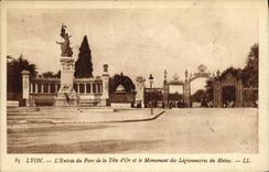 VINTAGE POSTCARD Lyon L Entered Of the Park of the Head D Gold and the Monument of the Legionaries of the Rhone