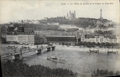 VINTAGE POSTCARD Lyon Law courts and Coleau de Fourviere