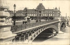 VINTAGE POSTCARD Lyon the Bridge of L University