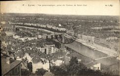 VINTAGE POSTCARD Lyon Panoramic View Taken of the Slope of Just Saint