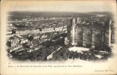 VINTAGE POSTCARD Lyon the Sanctuary of Fourviere and the City seen prsy of the Metal Tower
