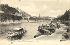 VINTAGE POSTCARD Lyon the Saone towards Saint Georges Boats