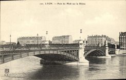 VINTAGE POSTCARD Lyon Bridge of the South on the Rhone