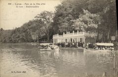 VINTAGE POSTCARD Lyon Park of the Head D But the Lake Landing stage
