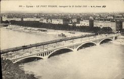 VINTAGE POSTCARD Lyon Pont Wilson inaugurates on July 14th  1918