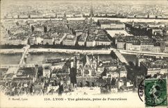VINTAGE POSTCARD Lyon View taken of Fourvieres