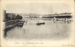 VINTAGE POSTCARD Lyon Seen on the Saone taken of the Tilsit bridge