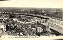 VINTAGE POSTCARD Lyon Panoramic View on Lyon taken of the Tiny ones