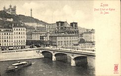 VINTAGE POSTCARD Lyon Bridge Tilsit er Church St Jean