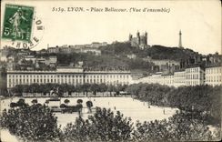 VINTAGE POSTCARD Lyon Places Bellecour Vue D together