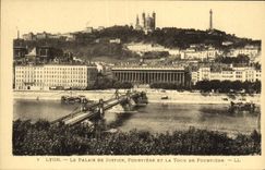 VINTAGE POSTCARD Lyon Law courts Fourviere and the Tower of Fourviere