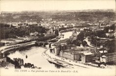 VINTAGE POSTCARD Lyon View on Vaise and the Mount D Gold