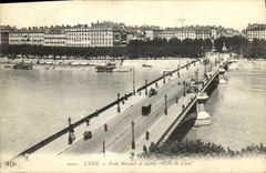 VINTAGE POSTCARD Lyon Morand Bridge and Statue Town of Lyon