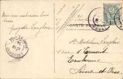 VINTAGE POSTCARD Lyon Fourvieres and Law courts Boat