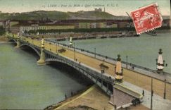 VINTAGE POSTCARD Lyon Bridge of the South and Guilleton Quay