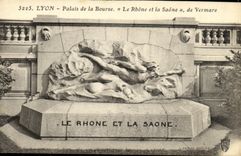 VINTAGE POSTCARD Lyon Palate of the Stock Exchange the Rhone and the Saone de Vermare