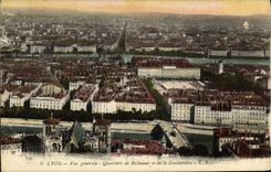 VINTAGE POSTCARD Lyon View Districts of Bellecour and Guillotiere