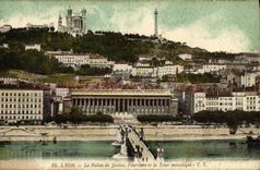 VINTAGE POSTCARD Lyon Law courts Fourviere and the metal Tower