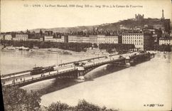VINTAGE POSTCARD Lyon the Morand Bridge the Slope of Fourviere